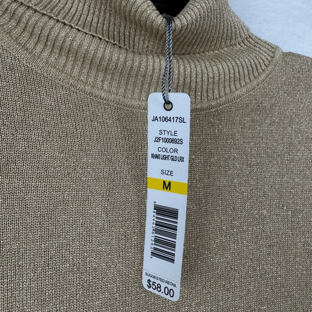 Joseph A. Metallic‎ Turtleneck Sweater Khaki Light Gold LRX Womens M
